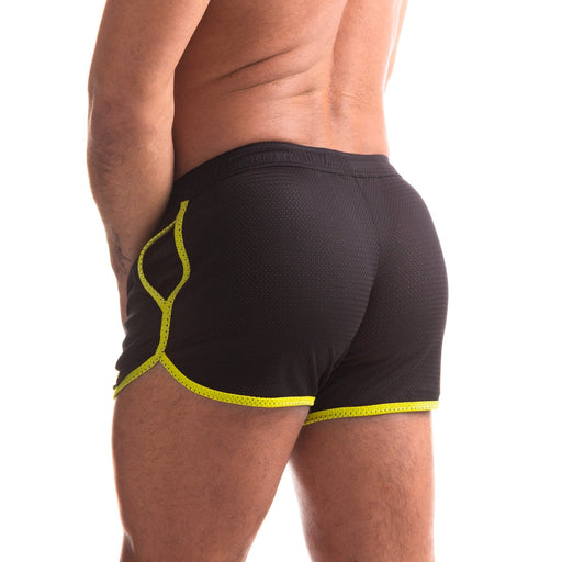 665 - Shorts - Erotisch Ondergoed - Zwart Geel - Materiaal PES - Verkrijgbaar in 5 maten - Rally Shorts Black / Yellow-Erotiekvoordeel.nl