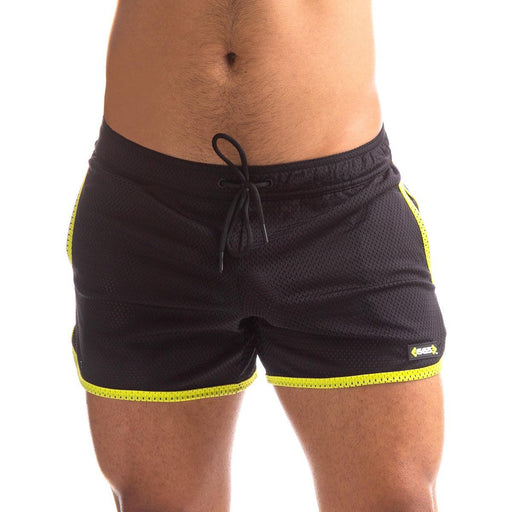 665 - Shorts - Erotisch Ondergoed - Zwart Geel - Materiaal PES - Verkrijgbaar in 5 maten - Rally Shorts Black / Yellow-Erotiekvoordeel.nl