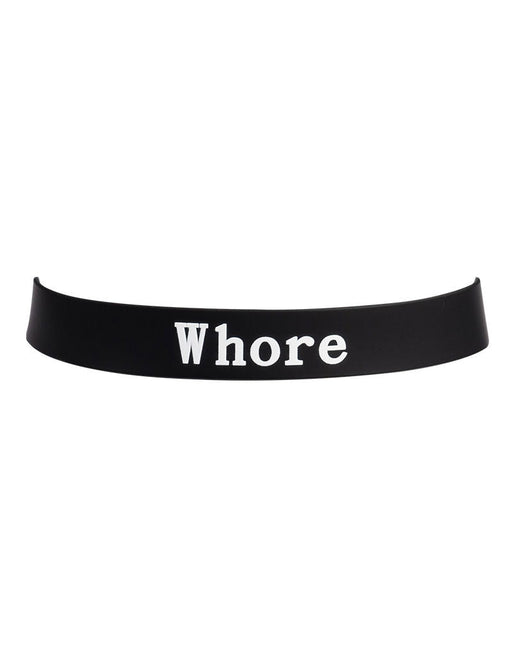 Rimba - Halsband - Collar Met Tekst - WHORE - Siliconen - Zwart-Erotiekvoordeel.nl