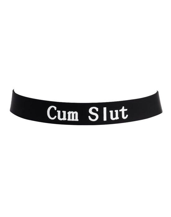 Rimba - Halsband - Collar Met Tekst - CUM SLUT - Siliconen - Zwart-Erotiekvoordeel.nl