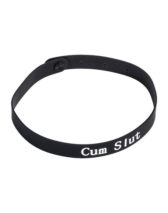 Rimba - Halsband - Collar Met Tekst - CUM SLUT - Siliconen - Zwart-Erotiekvoordeel.nl