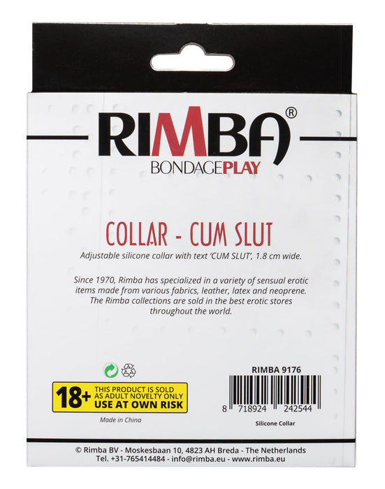 Rimba - Halsband - Collar Met Tekst - CUM SLUT - Siliconen - Zwart-Erotiekvoordeel.nl