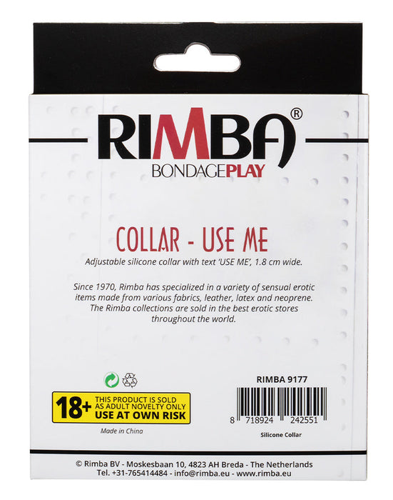 Rimba - Halsband - Collar Met Tekst - USE ME - Siliconen - Zwart-Erotiekvoordeel.nl