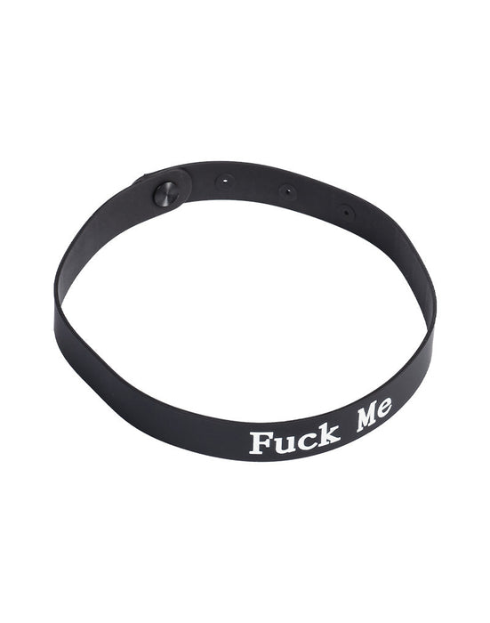 Rimba - Halsband - Collar Met Tekst - FUCK ME - Siliconen - Zwart-Erotiekvoordeel.nl