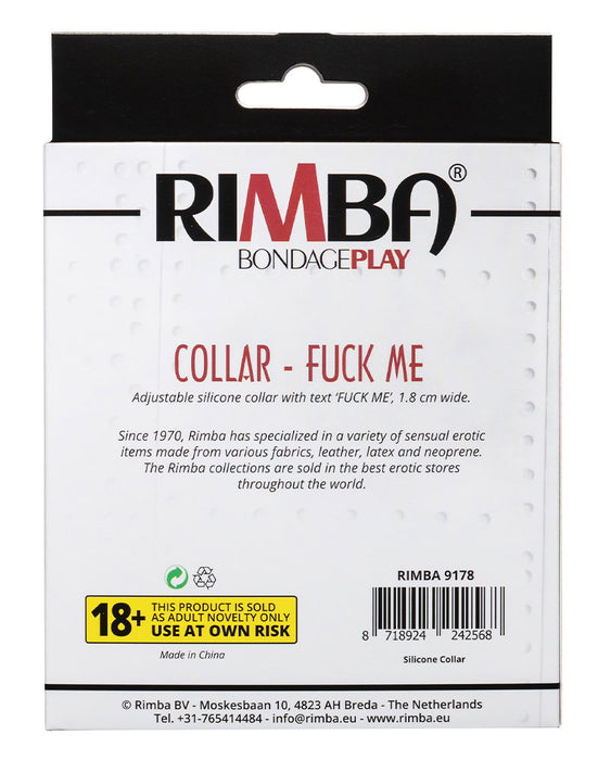 Rimba - Halsband - Collar Met Tekst - FUCK ME - Siliconen - Zwart-Erotiekvoordeel.nl