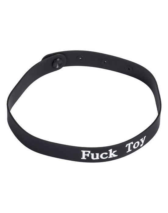 Rimba - Halsband - Collar Met Tekst - FUCK TOY - Siliconen - Zwart-Erotiekvoordeel.nl