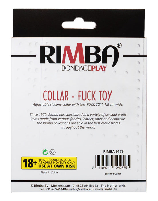 Rimba - Halsband - Collar Met Tekst - FUCK TOY - Siliconen - Zwart-Erotiekvoordeel.nl