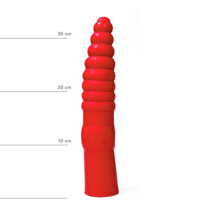 All Red - Geribbelde Anaal Dildo - 33 x 6 cm - Rood-Erotiekvoordeel.nl