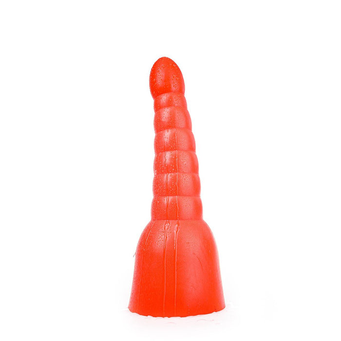 All Red - Geribbelde Anaal Dildo - 34 x 11 cm - Rood-Erotiekvoordeel.nl