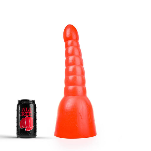 All Red - Geribbelde Anaal Dildo - 34 x 11 cm - Rood-Erotiekvoordeel.nl