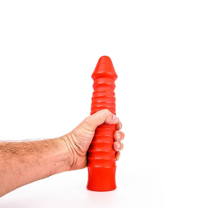 All Red - Geribbelde Dildo - 26 x 5 cm - Rood-Erotiekvoordeel.nl