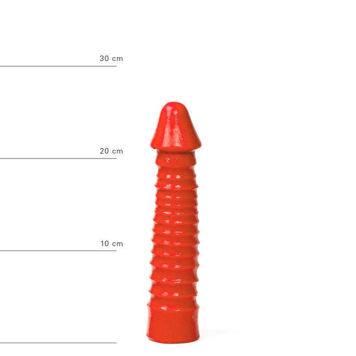 All Red - Geribbelde Dildo - 26 x 5 cm - Rood-Erotiekvoordeel.nl