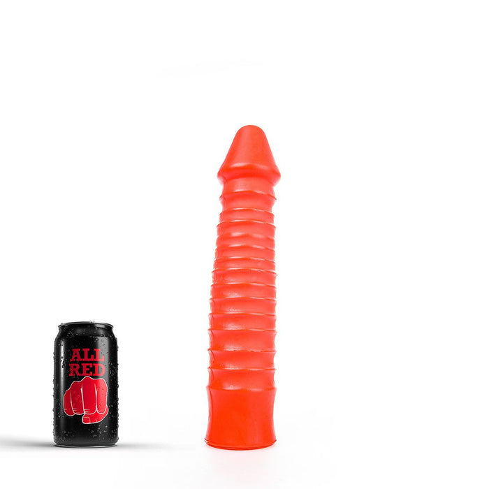 All Red - Geribbelde Dildo - 26 x 5 cm - Rood-Erotiekvoordeel.nl