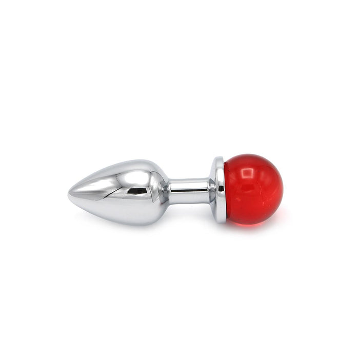 Kiotos - Aluminium Buttplug Met Glinsterende Ronde Siersteen - Rood-Erotiekvoordeel.nl