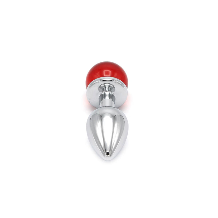 Kiotos - Aluminium Buttplug Met Glinsterende Ronde Siersteen - Rood-Erotiekvoordeel.nl