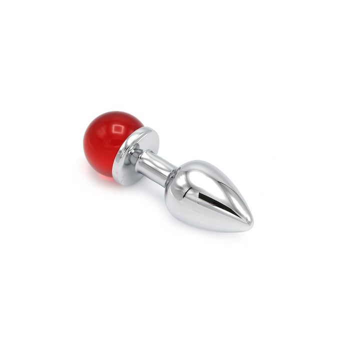 Kiotos - Aluminium Buttplug Met Glinsterende Ronde Siersteen - Rood-Erotiekvoordeel.nl