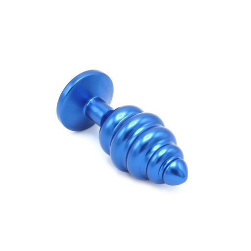 Aluminum Geribbelde Buttplug Met Kristal - Blauw-Erotiekvoordeel.nl