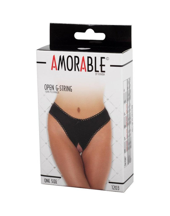 Amorable by Rimba - Erotische Lingerie - Slipje Met Open Kruis - Zwarte String - One Size-Erotiekvoordeel.nl