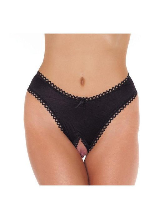 Amorable by Rimba - Erotische Lingerie - Slipje Met Open Kruis - Zwarte String - One Size-Erotiekvoordeel.nl