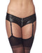 Amorable by Rimba - Erotische Slip - Wetlook Hotpants Met Rits In Kruis inclusief Jarretels En Kousen - One Size-Erotiekvoordeel.nl