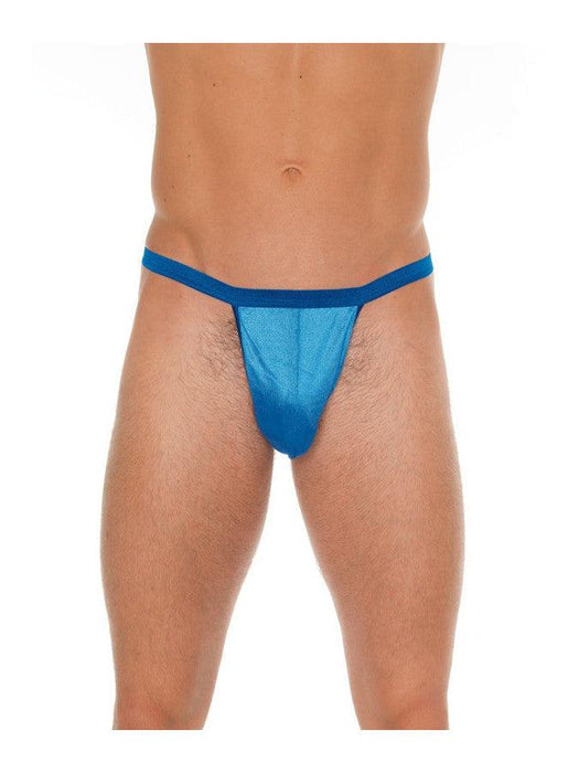 Amorable by Rimba - Erotische String - Blauwe G String voor Mannen - Heren Slip - Glanzend - One Size - Polyamide-Erotiekvoordeel.nl