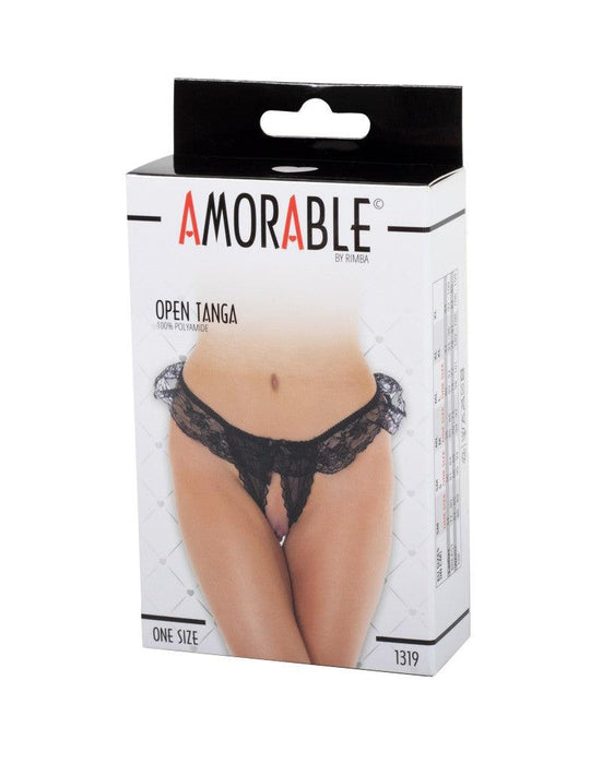 Amorable - Erotische String - Burlesque Tanga Met Open Kruis - Zwart - One Size-Erotiekvoordeel.nl