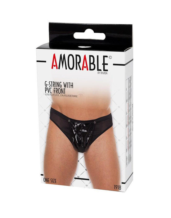 Amorable - Erotische String - Doorzichtige Lak Slip voor Mannen - Zwart - One Size-Erotiekvoordeel.nl