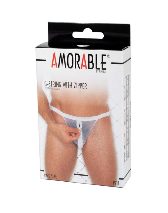 Amorable - Transparante Witte Herenstring Met Rits - One Size-Erotiekvoordeel.nl