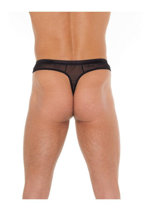 Amorable by Rimba - Erotische String - Doorzichtige Zwarte String voor Mannen - Rode Heren Tanga - Polyamide - One Size-Erotiekvoordeel.nl