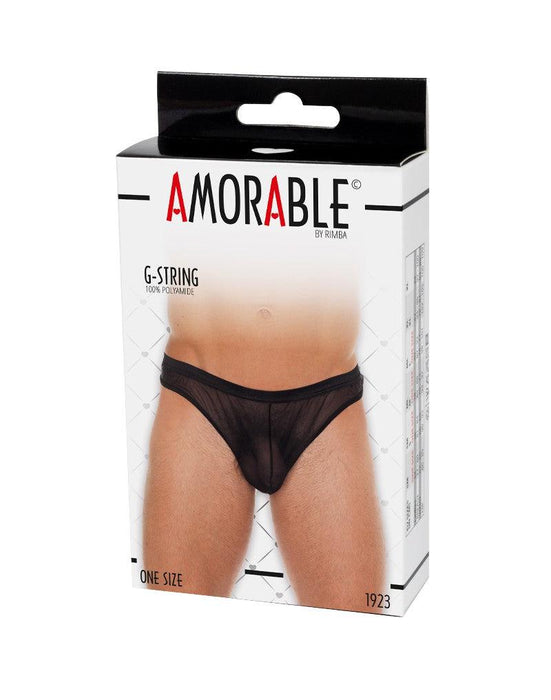 Amorable by Rimba - Erotische String - Doorzichtige Zwarte String voor Mannen - Rode Heren Tanga - Polyamide - One Size-Erotiekvoordeel.nl