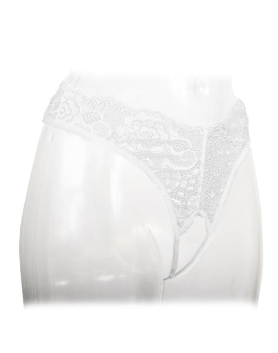 Amorable by Rimba - Erotische String - Kanten Slip Met Open Kruis - Burlesque Uitstraling - Wit - One Size-Erotiekvoordeel.nl