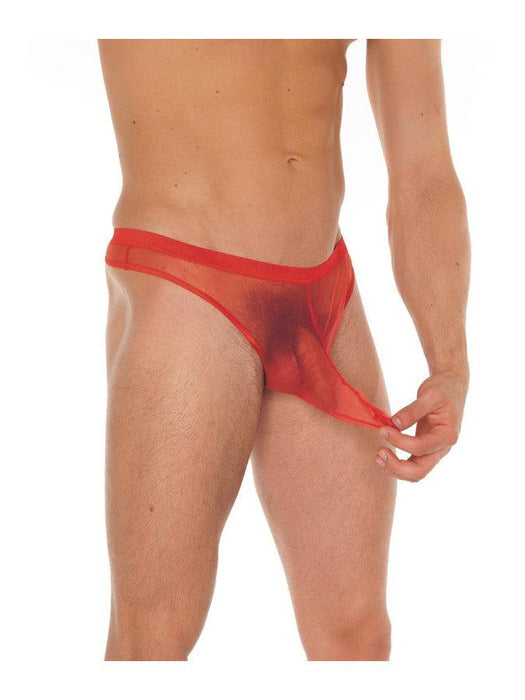 Amorable by Rimba - Erotische String - Transparante Heren Slip Met Penis Slurf - Rood - One Size - Polyamide-Erotiekvoordeel.nl