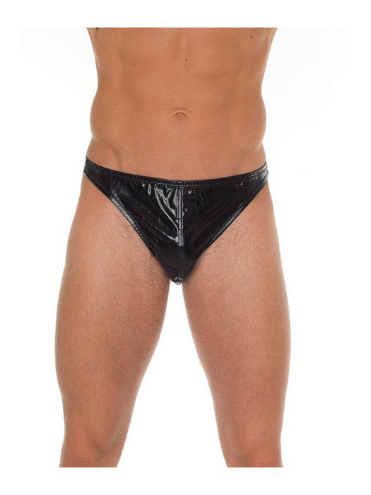 Amorable - Erotische String voor Mannen - Verleidelijke Zwarte Lak Look Slip - One Size-Erotiekvoordeel.nl