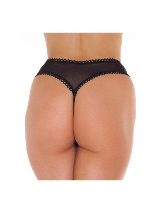 Amorable by Rimba - G String - Transparante G String Met Open Kruis - Zwart - One Size-Erotiekvoordeel.nl