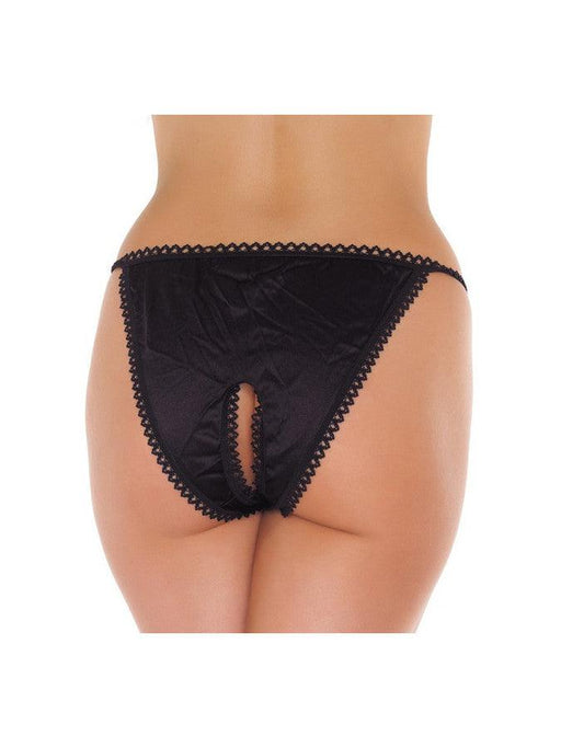 Amorable by Rimba - Tanga Slip Met Open Kruis - Zwart - One Size-Erotiekvoordeel.nl