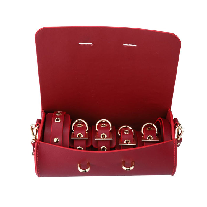 Kiotos - BDSM Fancy 5 Item Kit - Luxe Draagtas met 5 Verschillende BDSM Artikelen - PU Leer (Vegan) - Verkrijgbaar in Rood, Roze en Zwart-Erotiekvoordeel.nl