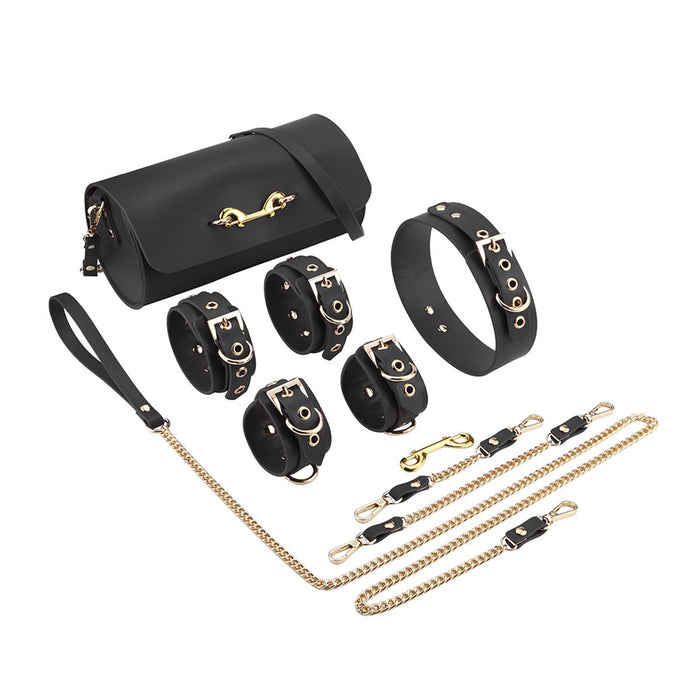 Kiotos - BDSM Fancy 5 Item Kit - Luxe Draagtas met 5 Verschillende BDSM Artikelen - PU Leer (Vegan) - Verkrijgbaar in Rood, Roze en Zwart-Erotiekvoordeel.nl