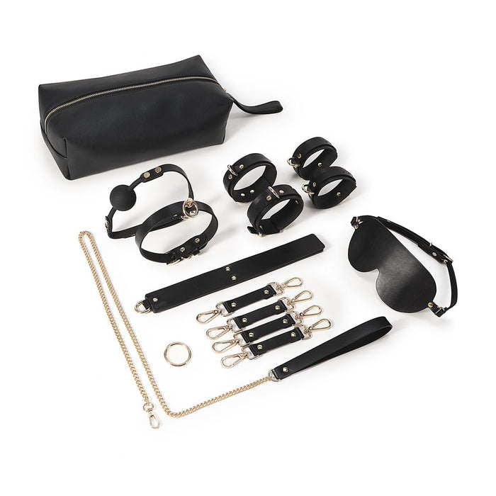 BDSM Fancy 9 Item Kit - Luxe Draagtas met 9 Verschillende BDSM Artikelen - Zwart-Erotiekvoordeel.nl