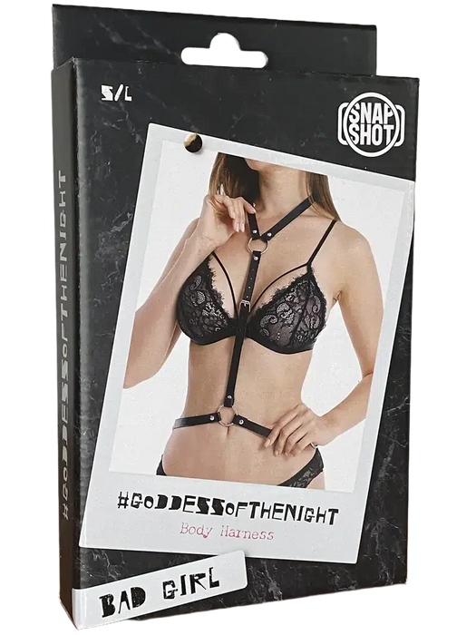 Bad Girl - #goddesofthenight - Body Harnasje met Tailleband - One Size - Zwart-Erotiekvoordeel.nl