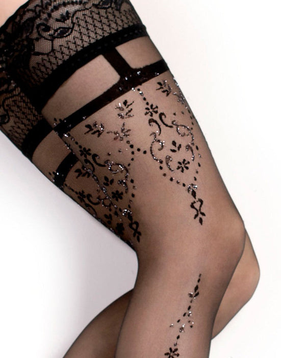 Ballerina - Fantasy Hold Ups Roaring Twenties Kousen - 20 denier - Zwart-Erotiekvoordeel.nl