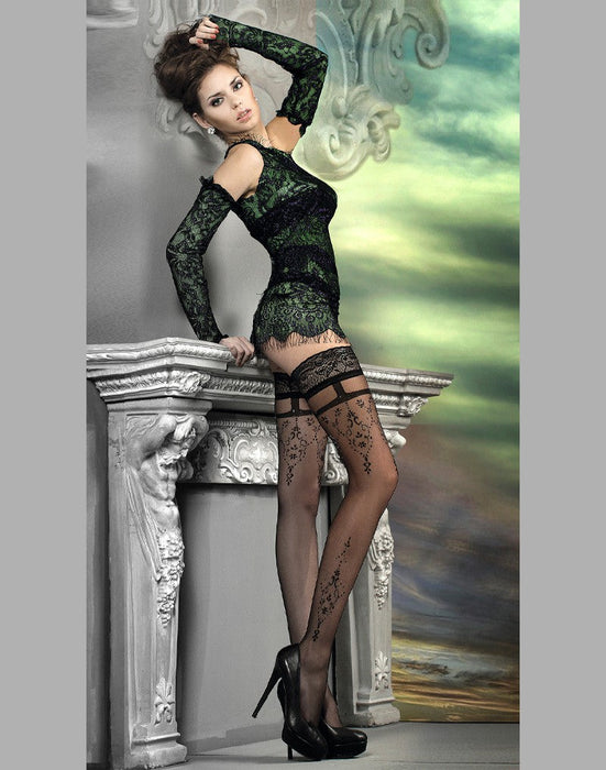 Ballerina - Fantasy Hold Ups Roaring Twenties Kousen - 20 denier - Zwart-Erotiekvoordeel.nl