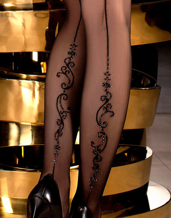 Ballerina - Fantasy Tights Celestial Scroll - Panty - 20 denier - Zwart-Erotiekvoordeel.nl