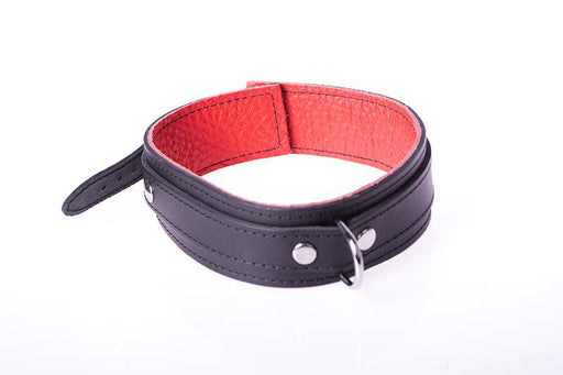 Basic Collar Van Leer Met Metalen D-Ring En Gesp - Zwart/Rood-Erotiekvoordeel.nl