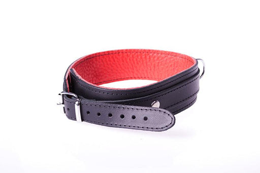 Basic Collar Van Leer Met Metalen D-Ring En Gesp - Zwart/Rood-Erotiekvoordeel.nl