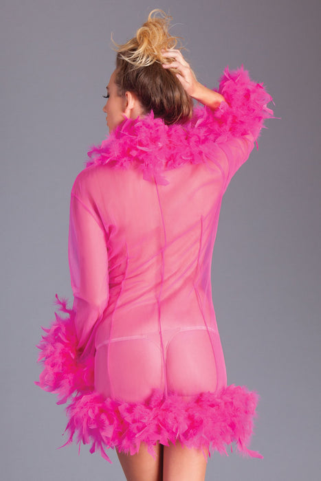 Be Wicked - Lux - Robe met Veren - Hot Pink - One Size-Erotiekvoordeel.nl