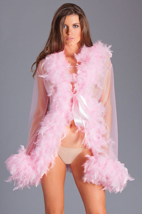 Be Wicked - Lux - Robe met Veren - Roze - One Size-Erotiekvoordeel.nl