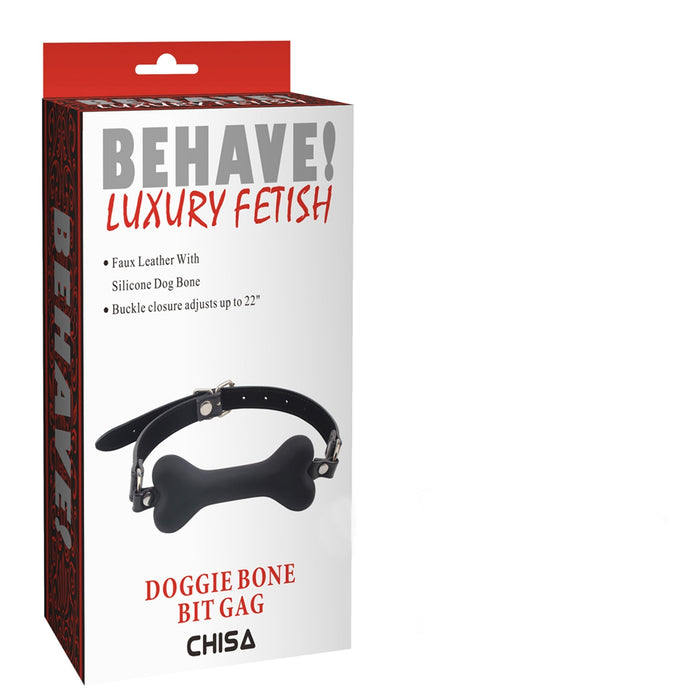 Behave! - Doggie Bone - Hondenbot Bit Gag - Zwart-Erotiekvoordeel.nl