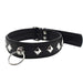 Black Label - Lederen O-Ring Collar met Studs - Zwart-Erotiekvoordeel.nl