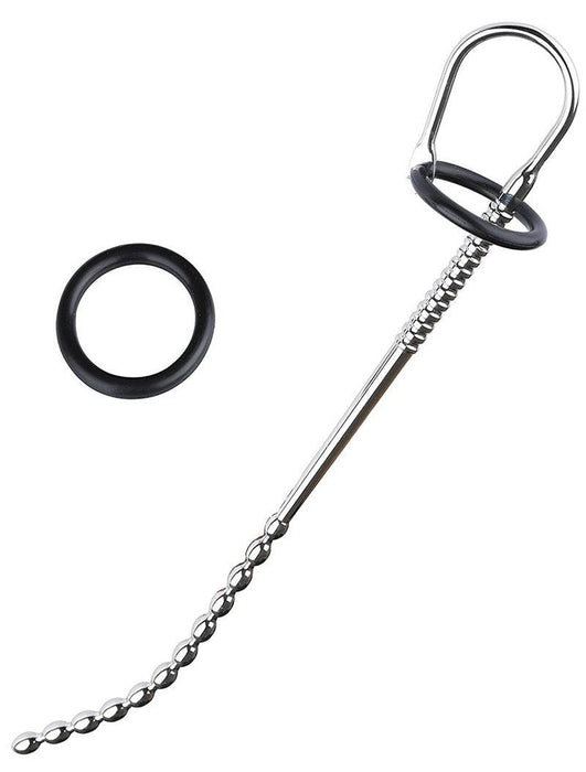 Black Label - Long Beaded - Urethral Stretcher met Siliconen Ringen-Erotiekvoordeel.nl