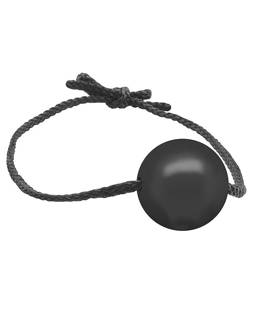 Black Label - Siliconen Ball Gag - Diameter 40 mm - Leren Koord - Zwart-Erotiekvoordeel.nl